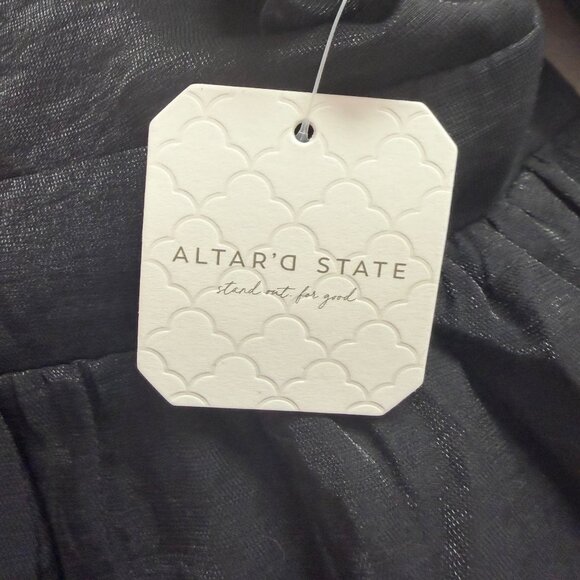 Altar’d State Women’s Black Tiered Long-Sleeve Dress With Tie Back Size M - New - Picture 9 of 11